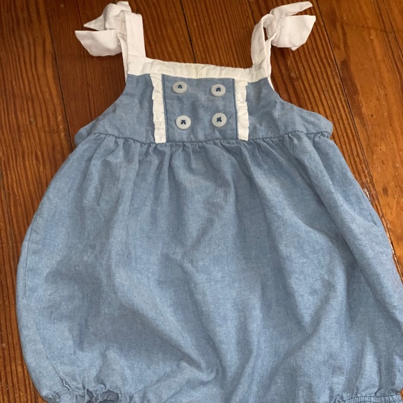 Chambray White Strap Romper - Picture 1 of 6